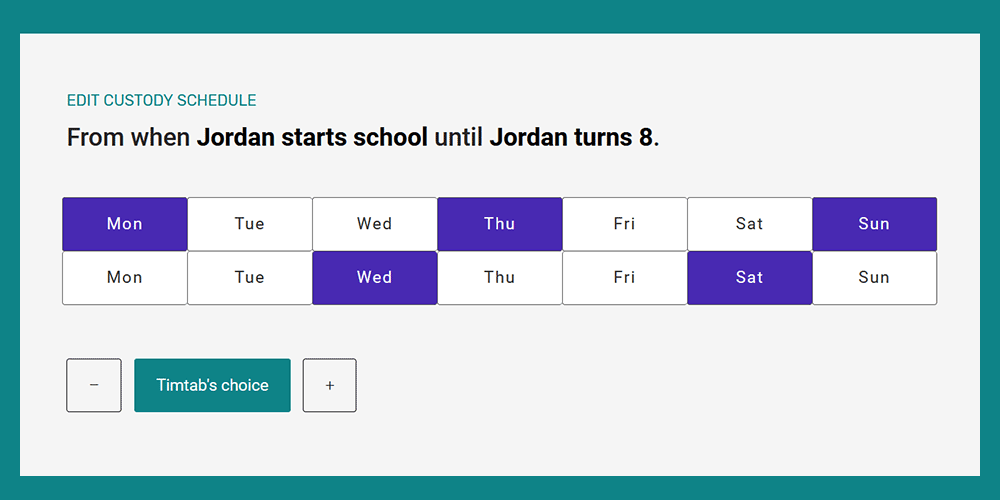 65/35 custody schedule for a young schoolchild