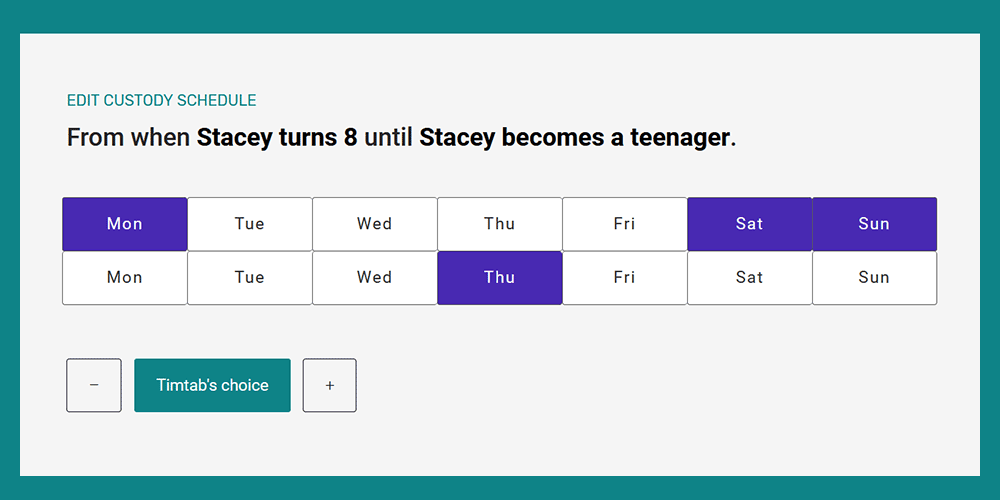 70/30 custody schedule for ages 8 to 13