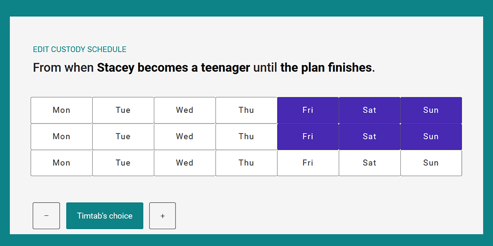 70/30 custody schedule for a teen with a long-distance parent