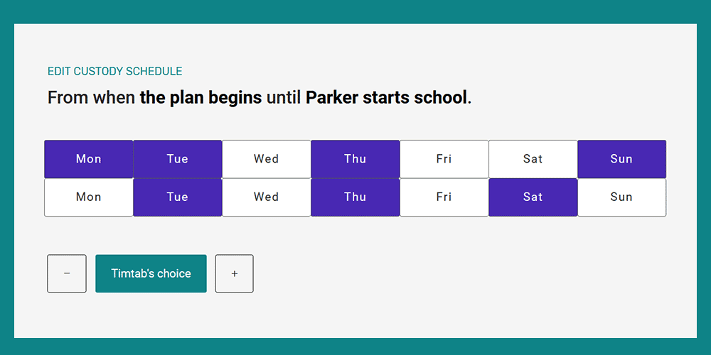 50/50 custody schedule for a preschooler